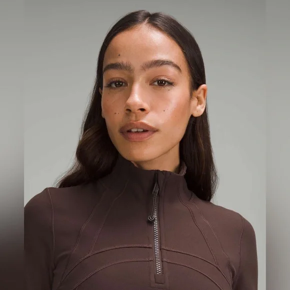 Lululemon•Define Long-Sleeve Dress *Luon Zip Front Contour•BNWT•Brown Sz 4 - Picture 2 of 9